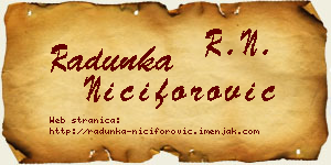 Radunka Nićiforović vizit kartica